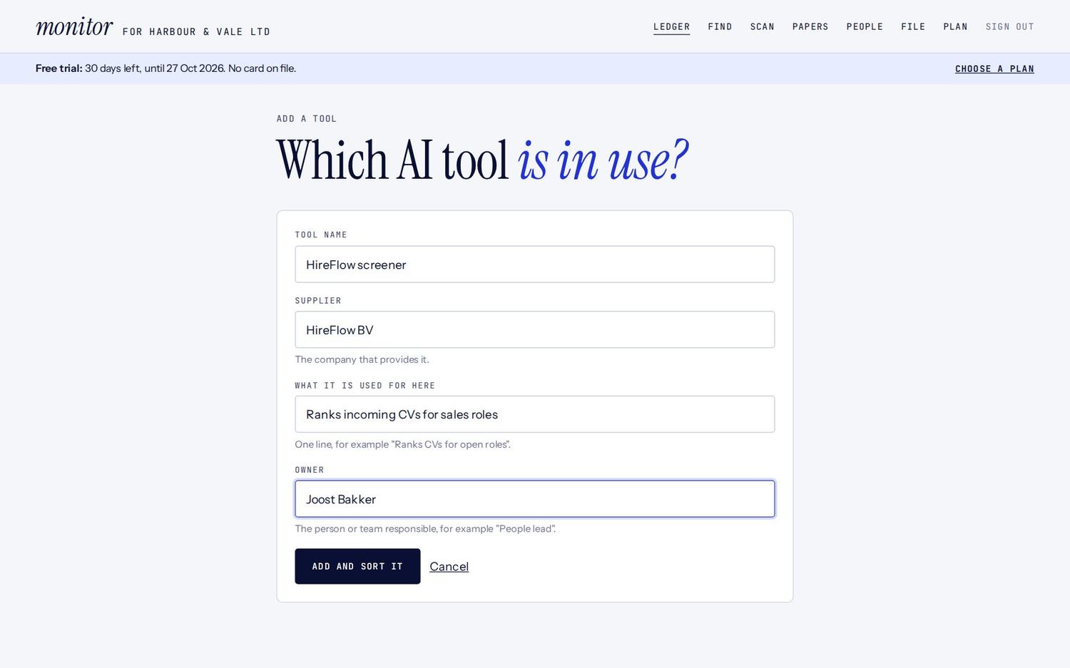 Adding a tool by hand